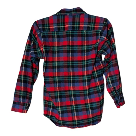 100% Cotton Flannel Plaid Button Down Youth Medium - Picture 2 of 4
